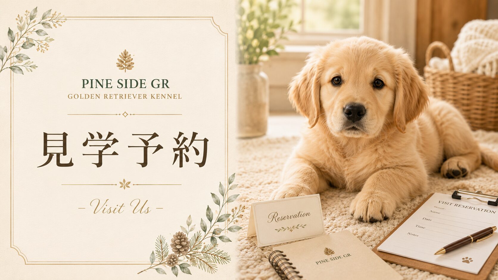 山口県 ゴールデンレトリバーの子犬の見学予約– Visit Us –ページ_PINE SIDE GR